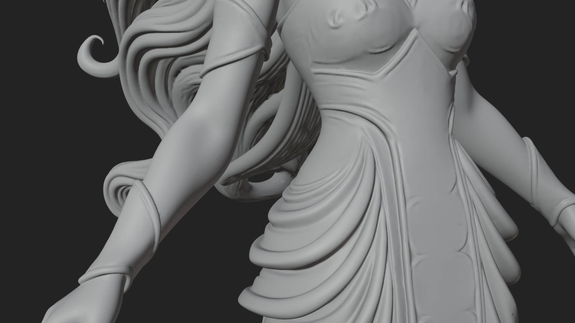 Elven Queen Statue Design 27 3D Print Model 3D Model