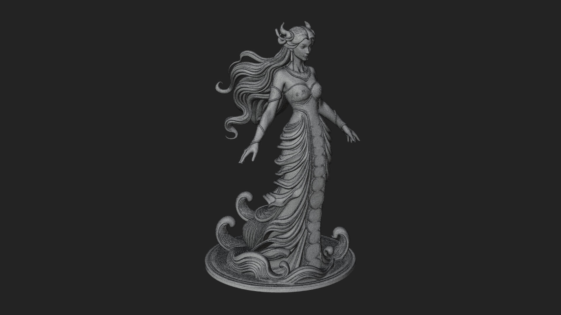 Elven Queen Statue Design 27 3D Print Model 3D Model
