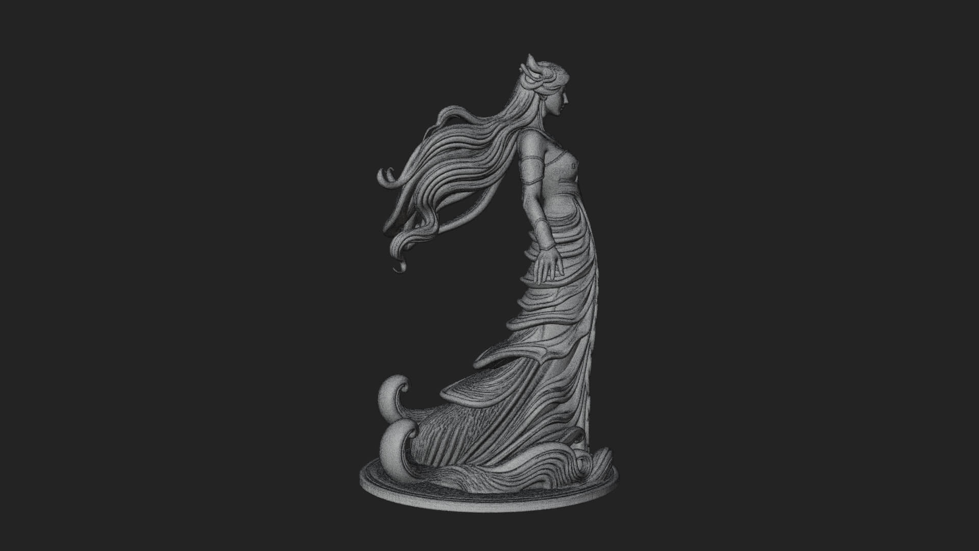 Elven Queen Statue Design 27 3D Print Model 3D Model