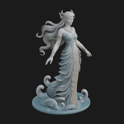 Elven Queen Statue Design 27 3D Print Model