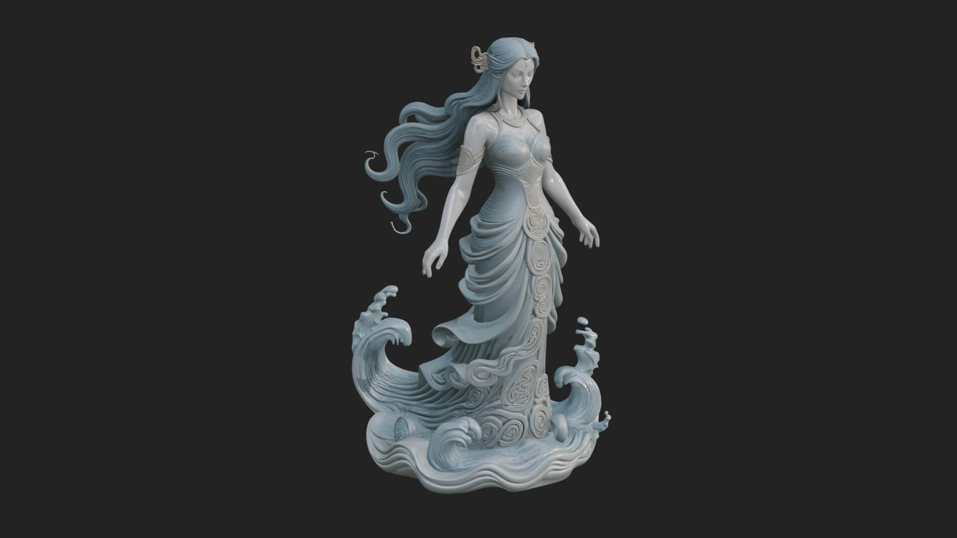 Elven Queen Statue Design 28 3d Print Model 3D Model