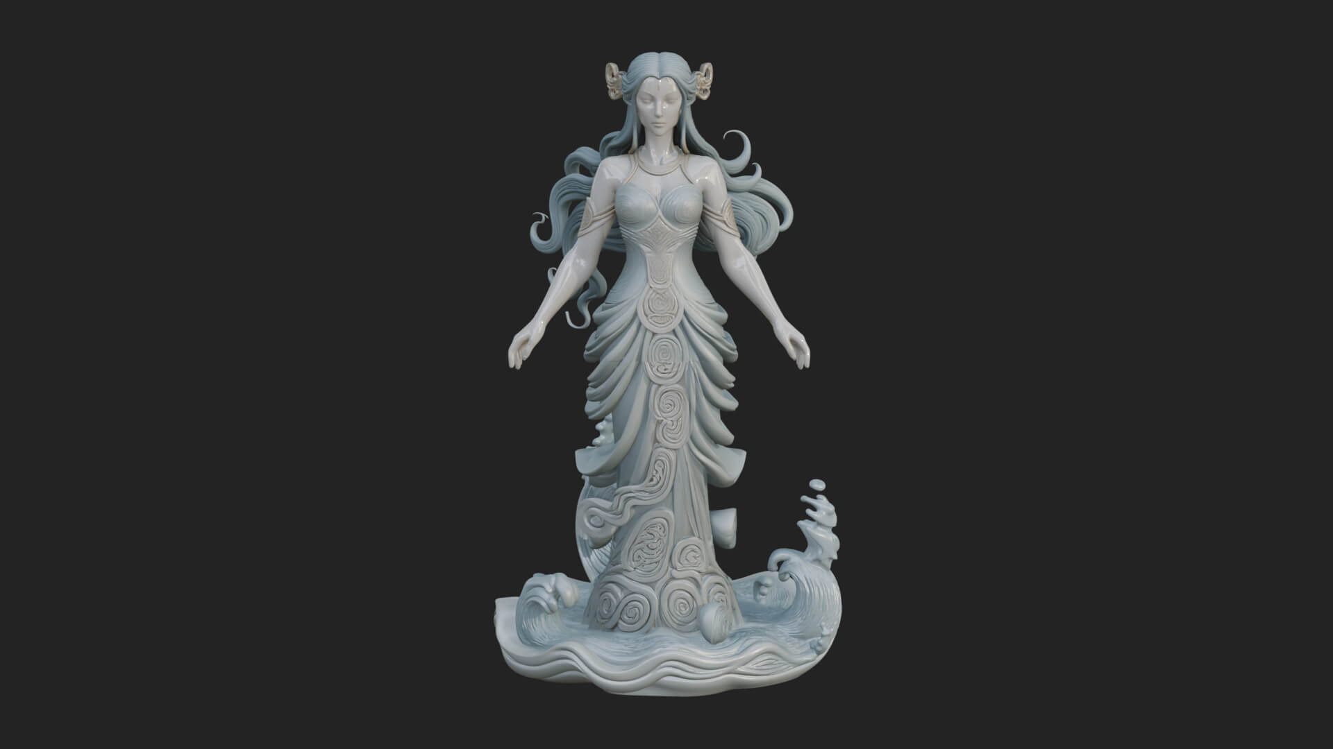 Elven Queen Statue Design 28 3d Print Model 3D Model