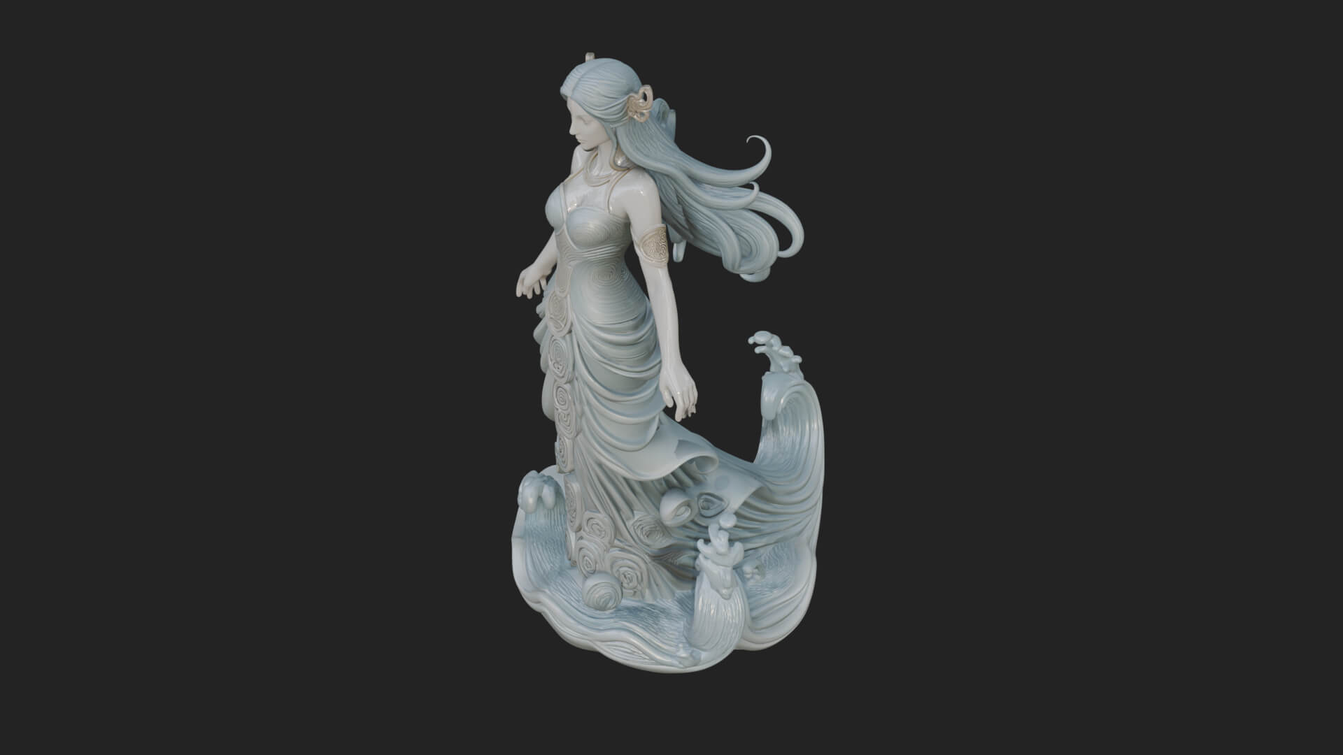 Elven Queen Statue Design 28 3d Print Model 3D Model
