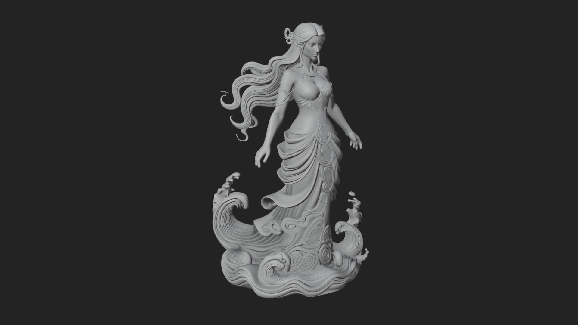 Elven Queen Statue Design 28 3d Print Model 3D Model