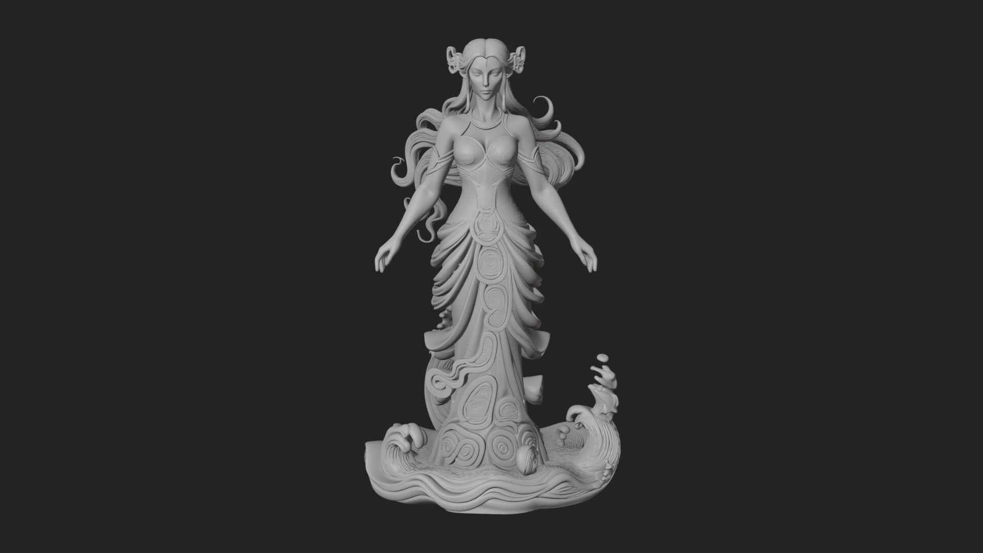 Elven Queen Statue Design 28 3d Print Model 3D Model