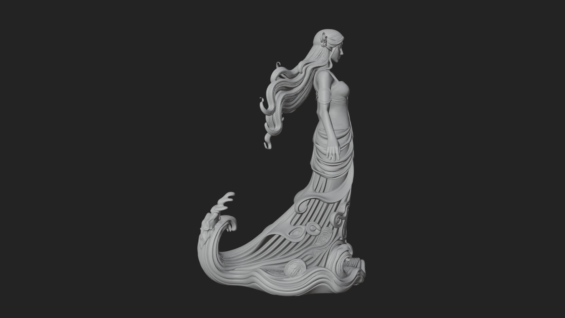 Elven Queen Statue Design 28 3d Print Model 3D Model