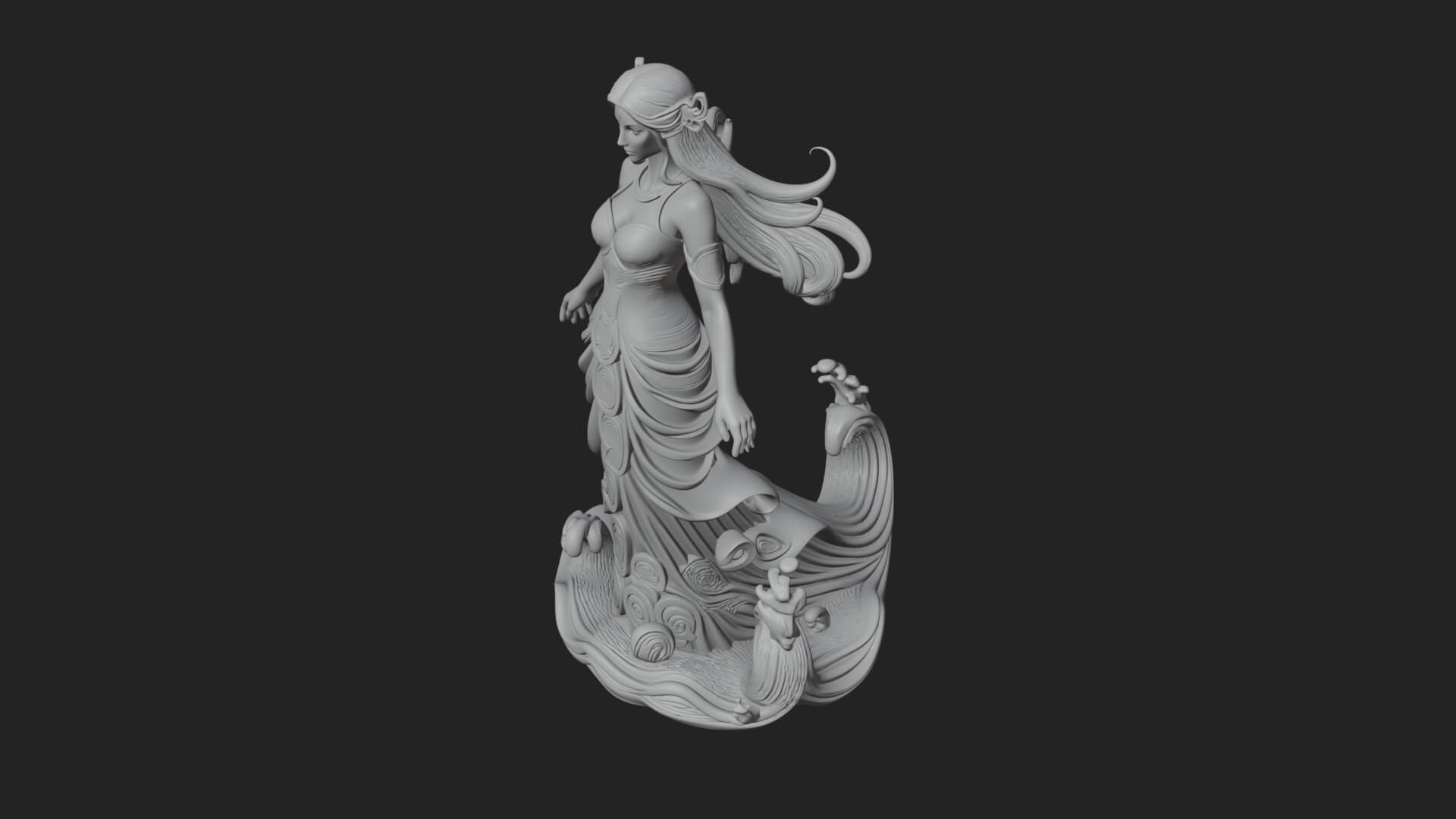 Elven Queen Statue Design 28 3d Print Model 3D Model