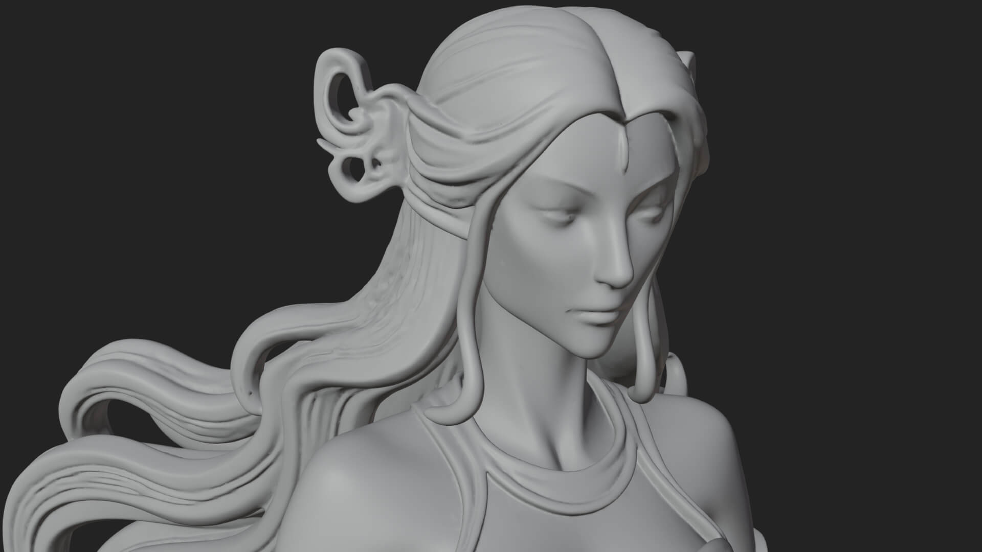 Elven Queen Statue Design 28 3d Print Model 3D Model
