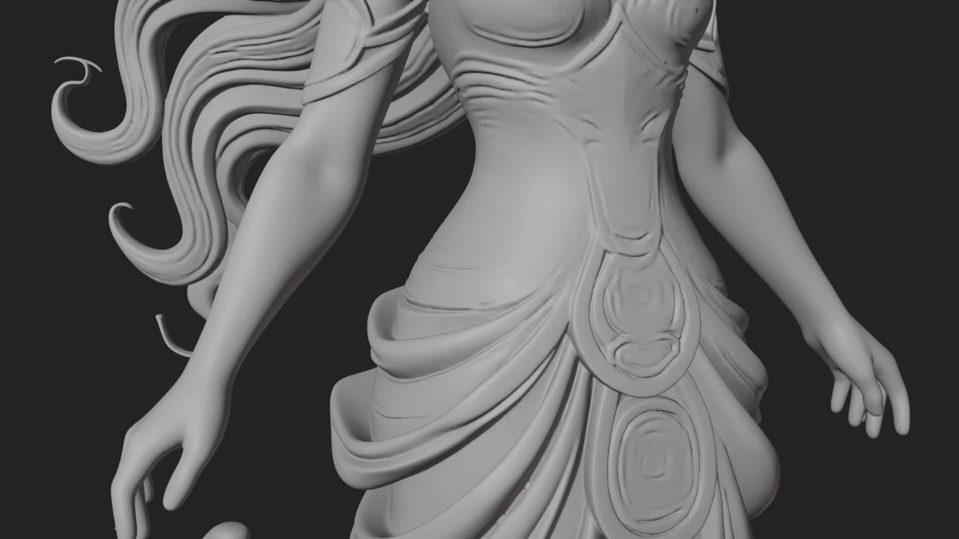 Elven Queen Statue Design 28 3d Print Model 3D Model