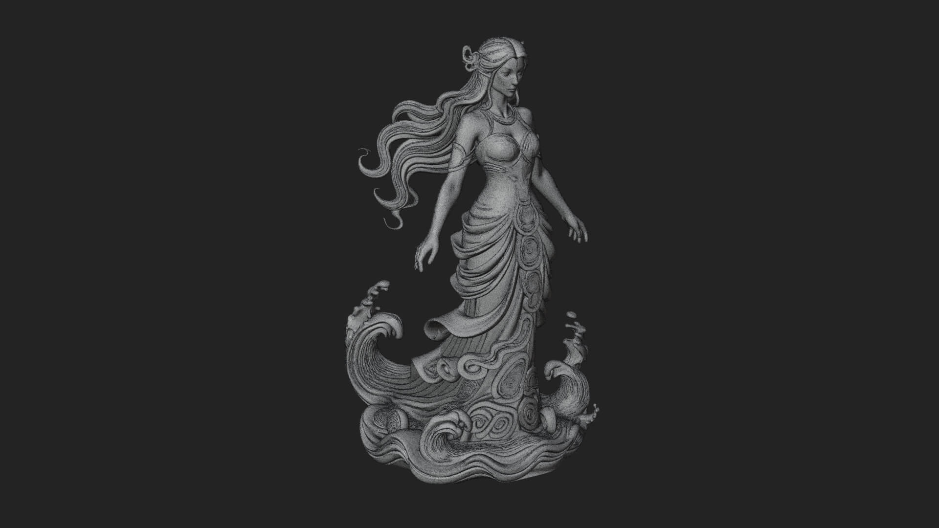 Elven Queen Statue Design 28 3d Print Model 3D Model
