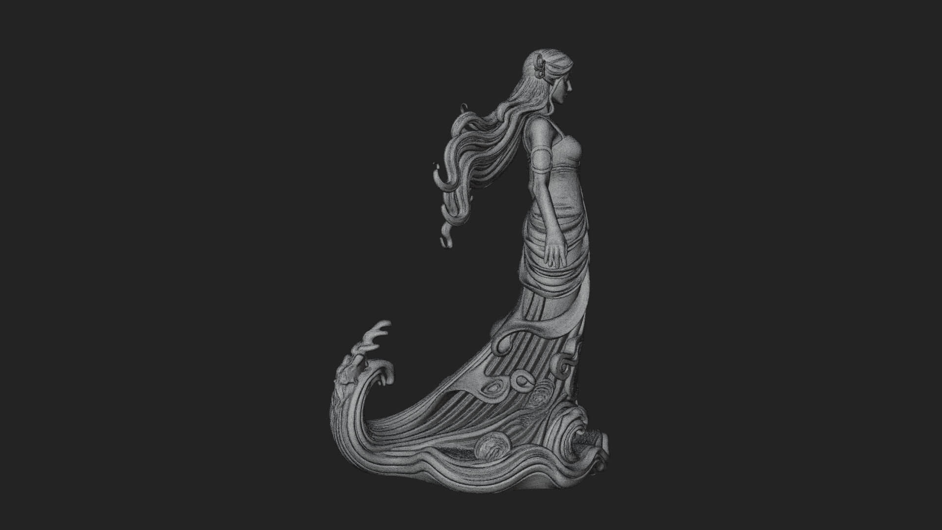 Elven Queen Statue Design 28 3d Print Model 3D Model