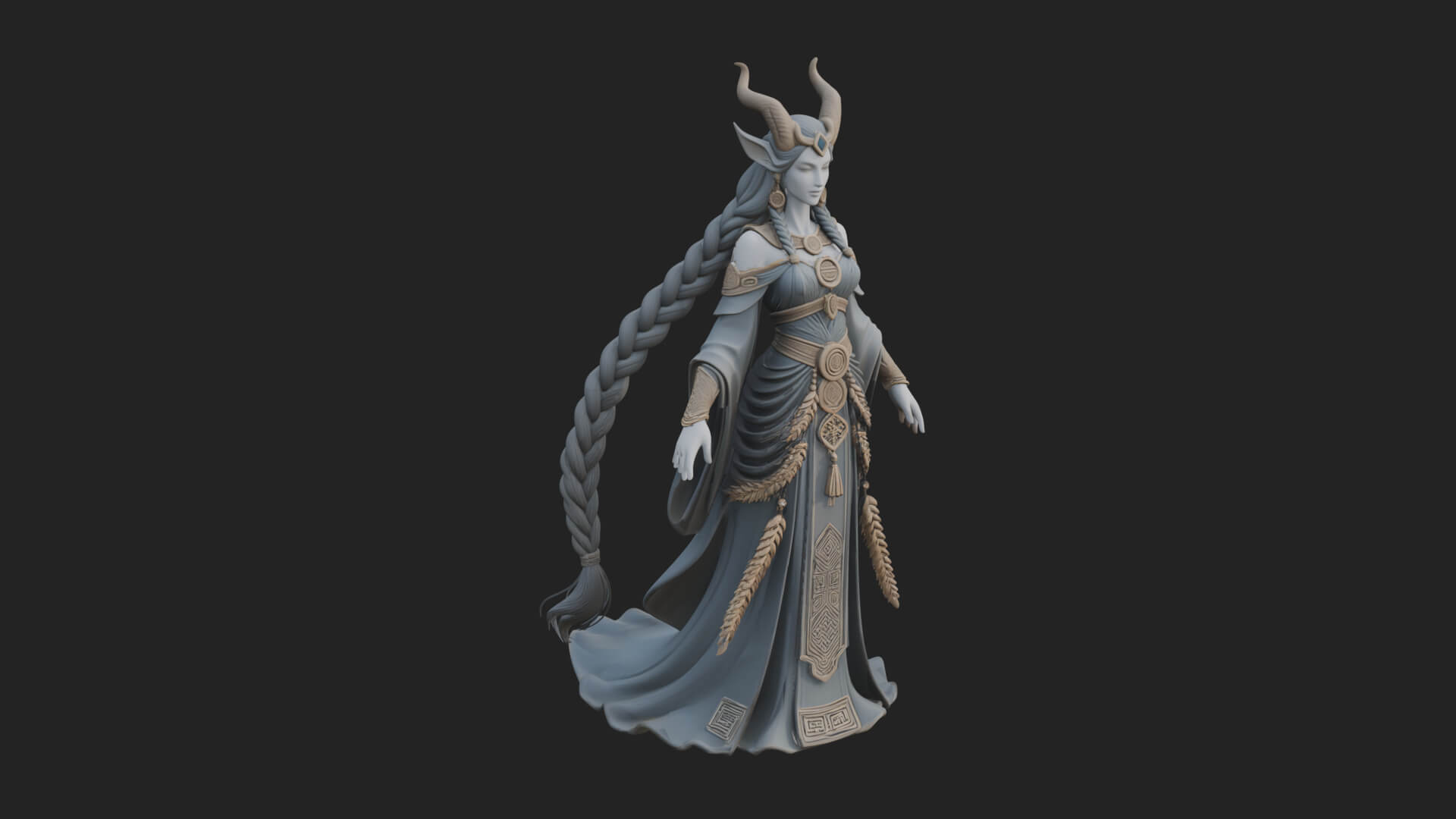Elven Queen Statue Design 29 3D Print Model 3D Model