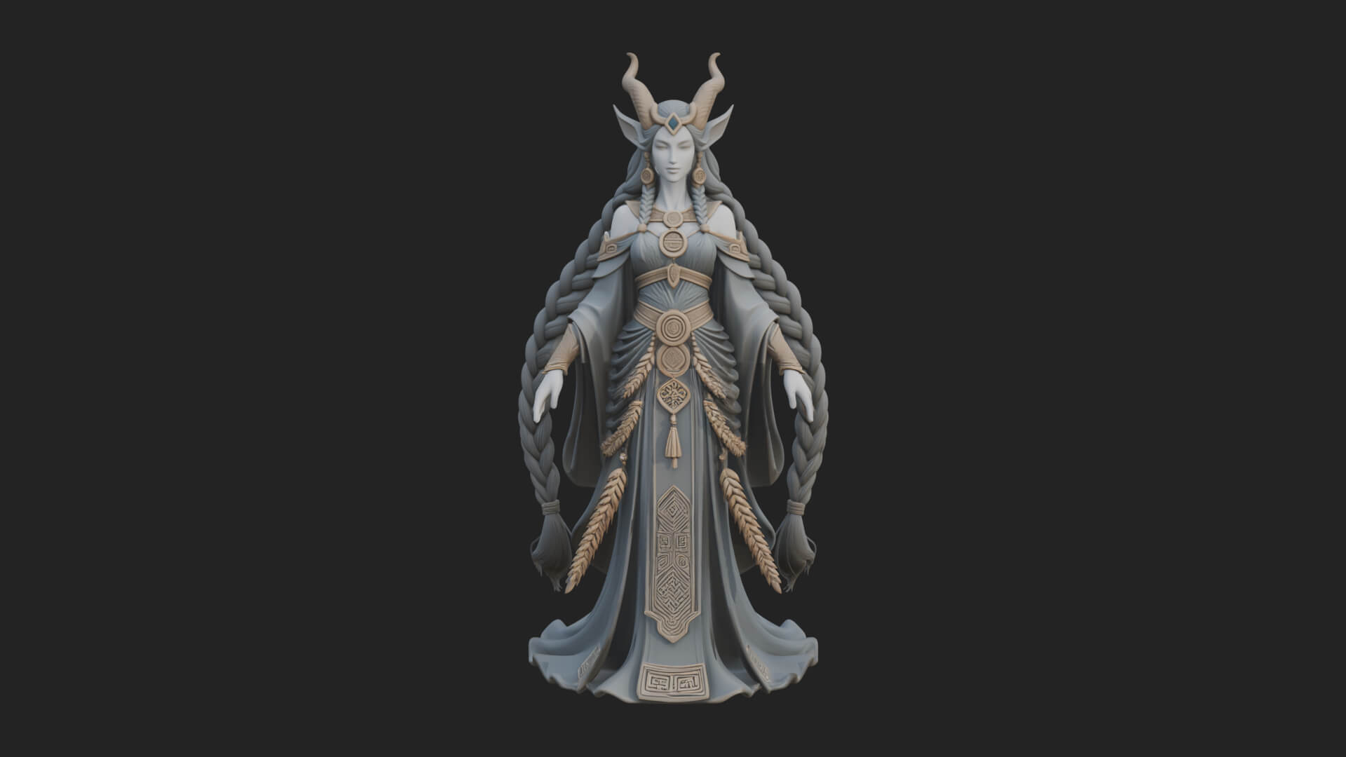 Elven Queen Statue Design 29 3D Print Model 3D Model