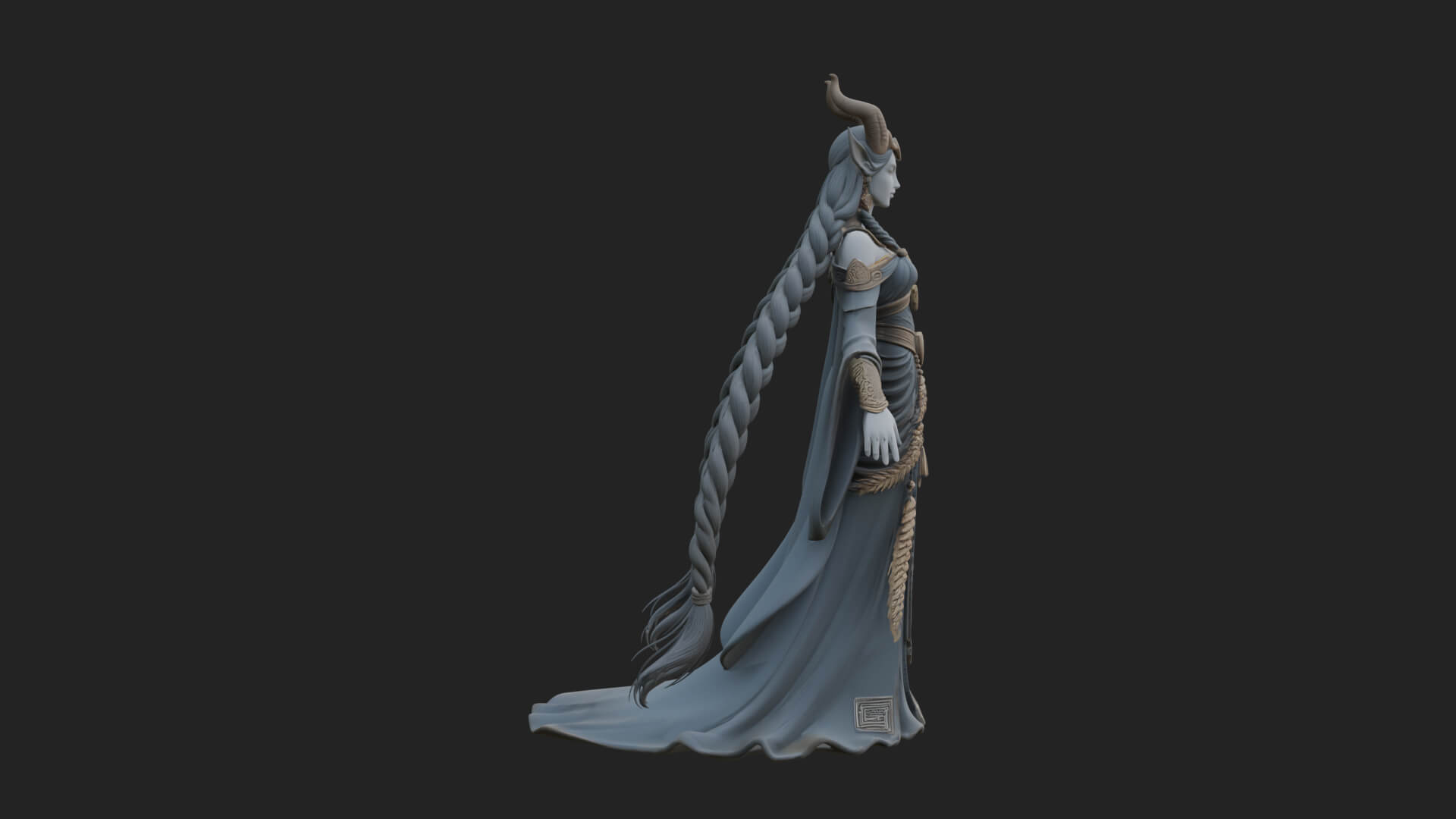Elven Queen Statue Design 29 3D Print Model 3D Model