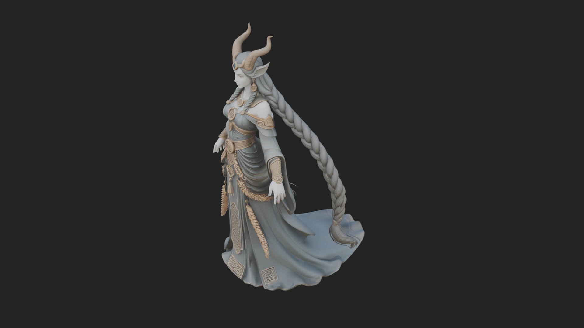 Elven Queen Statue Design 29 3D Print Model 3D Model