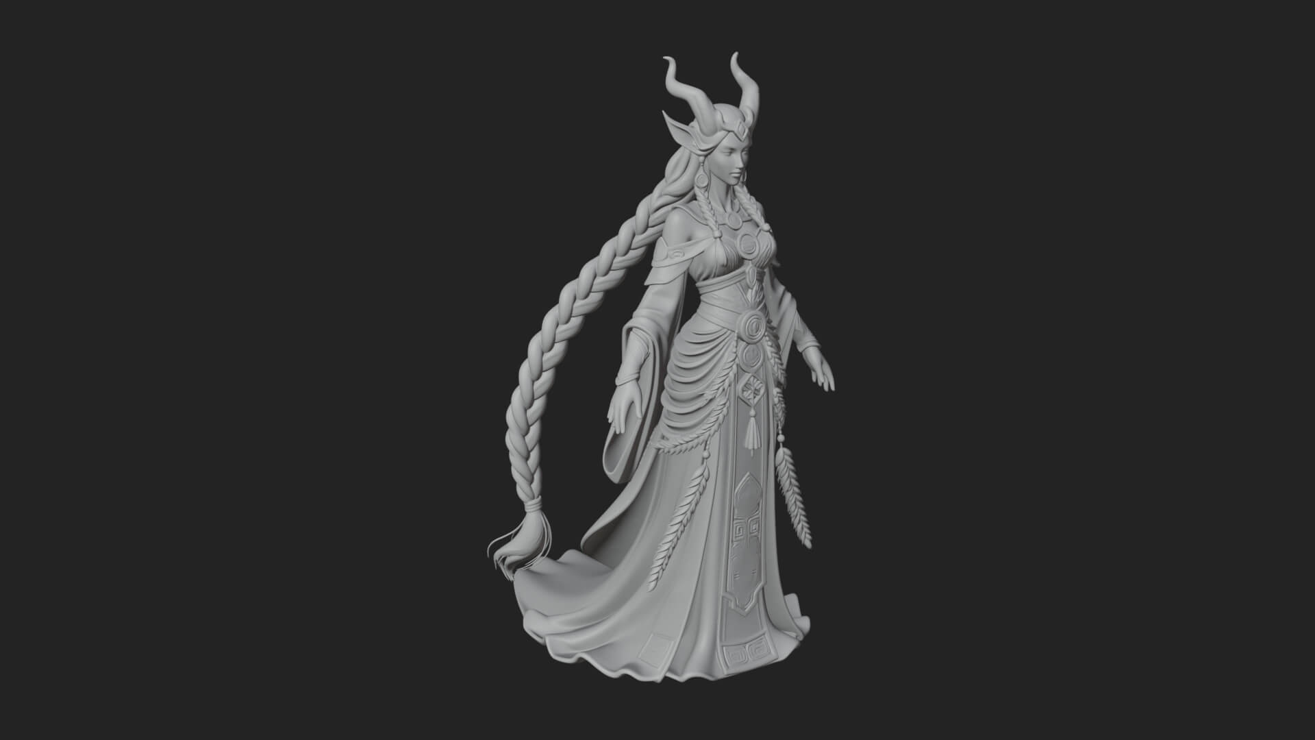 Elven Queen Statue Design 29 3D Print Model 3D Model
