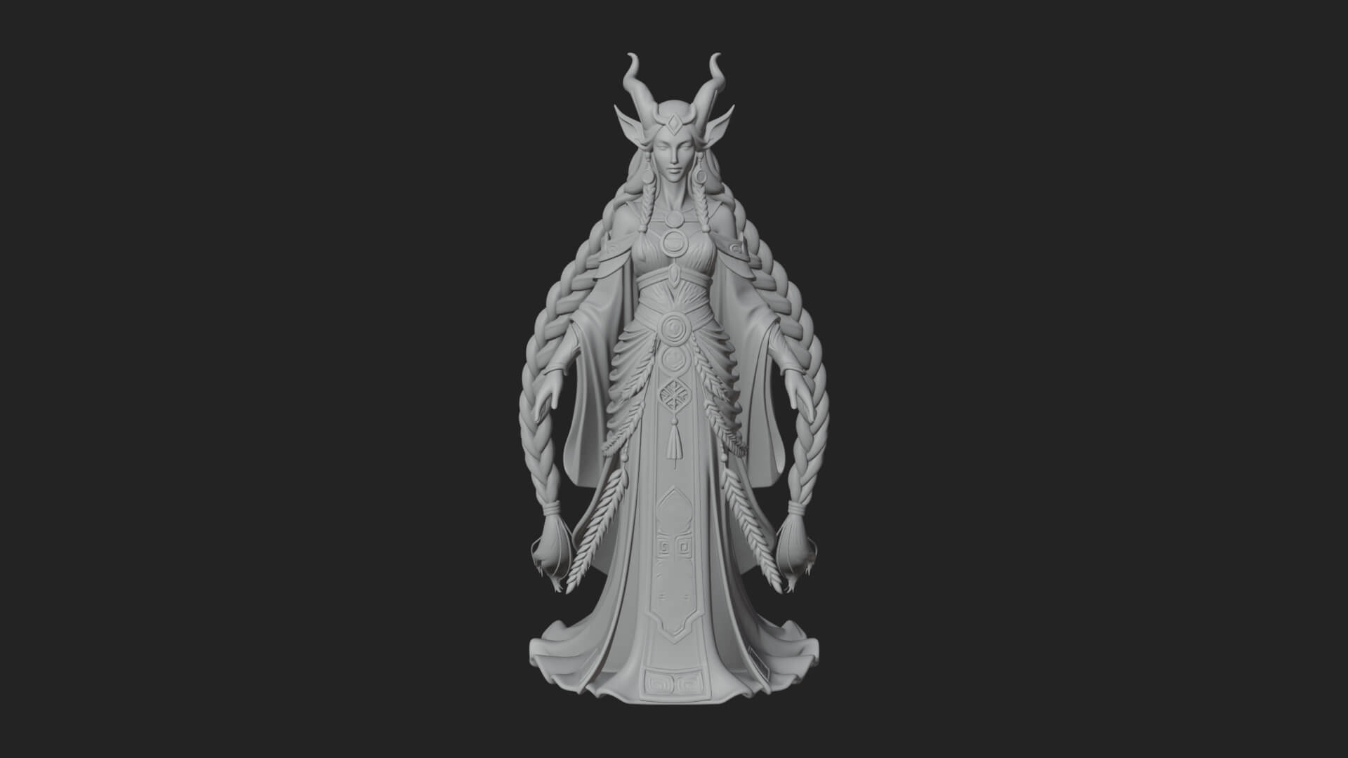 Elven Queen Statue Design 29 3D Print Model 3D Model