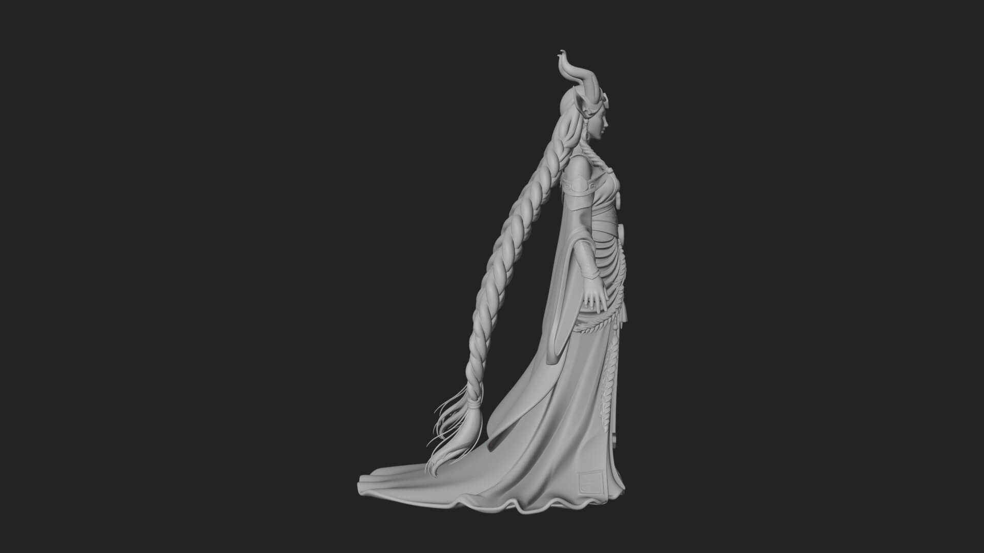Elven Queen Statue Design 29 3D Print Model 3D Model
