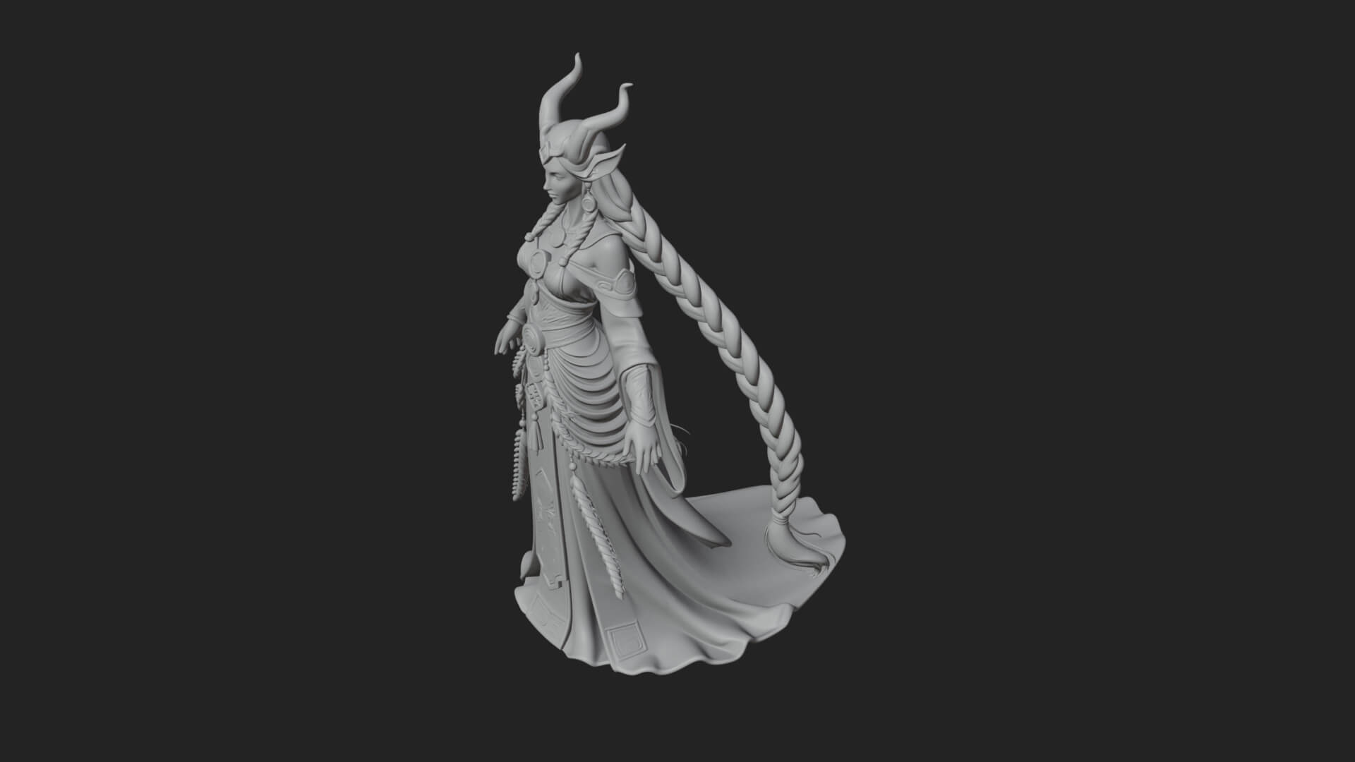 Elven Queen Statue Design 29 3D Print Model 3D Model
