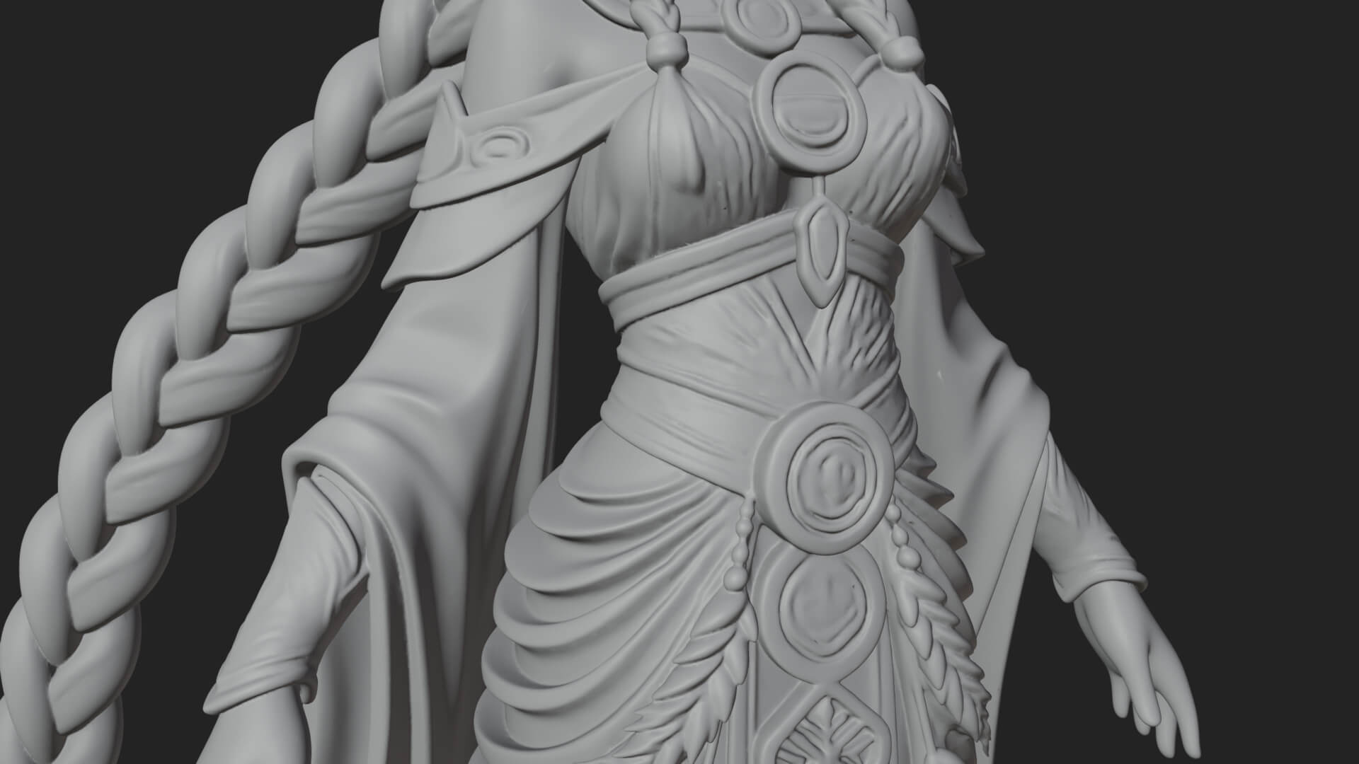 Elven Queen Statue Design 29 3D Print Model 3D Model