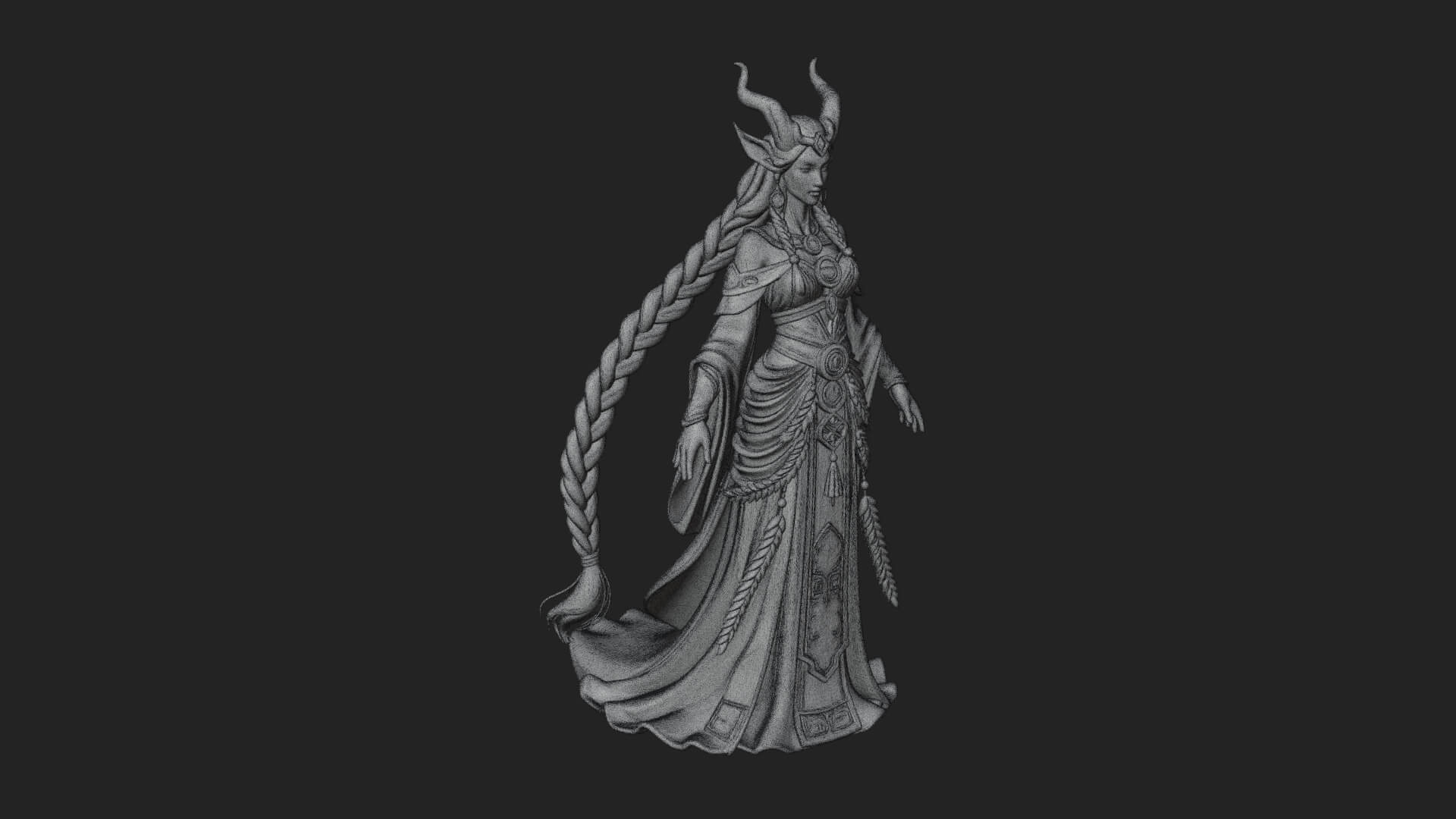 Elven Queen Statue Design 29 3D Print Model 3D Model