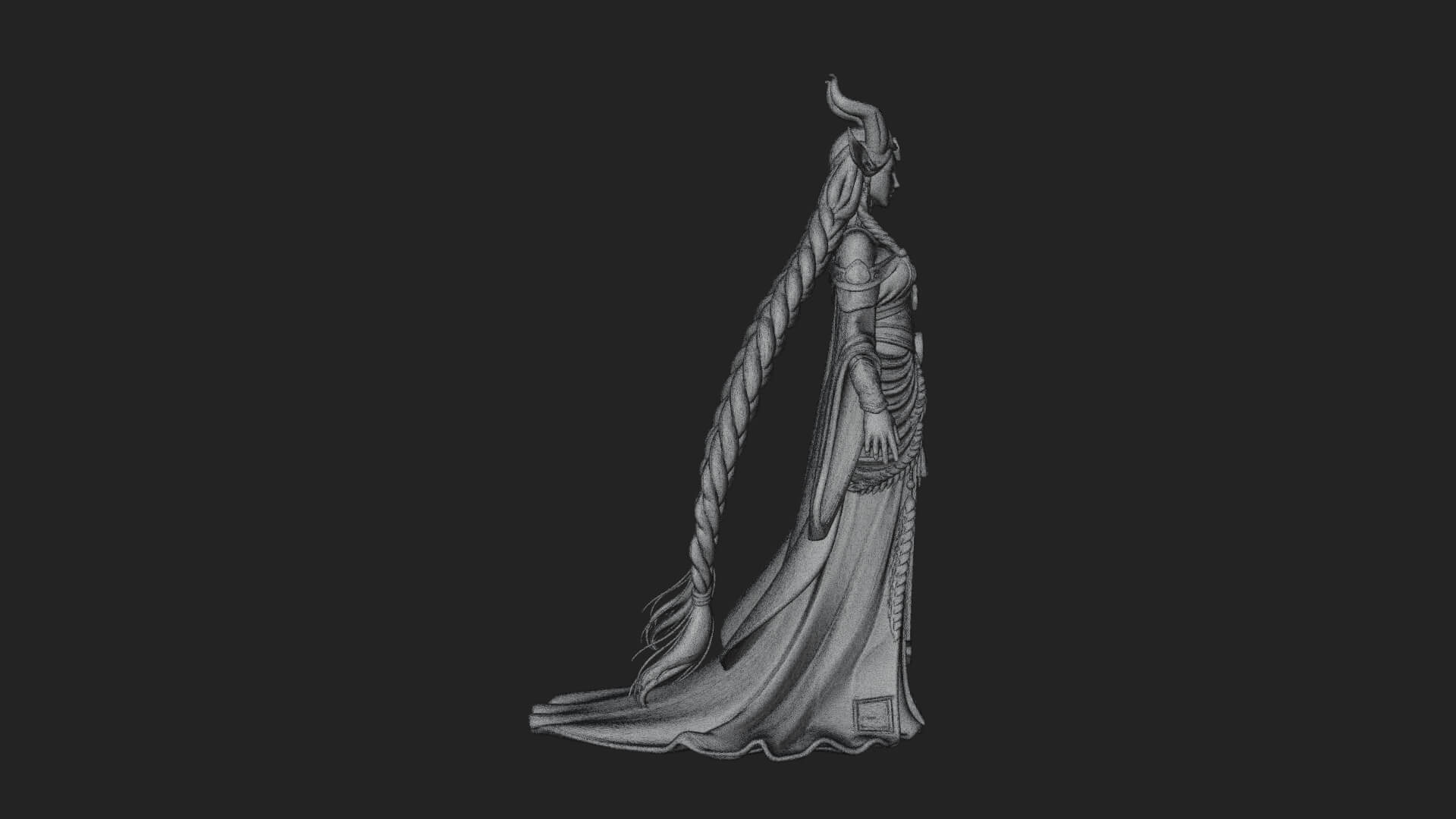 Elven Queen Statue Design 29 3D Print Model 3D Model