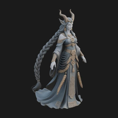Elven Queen Statue Design 29 3D Print Model