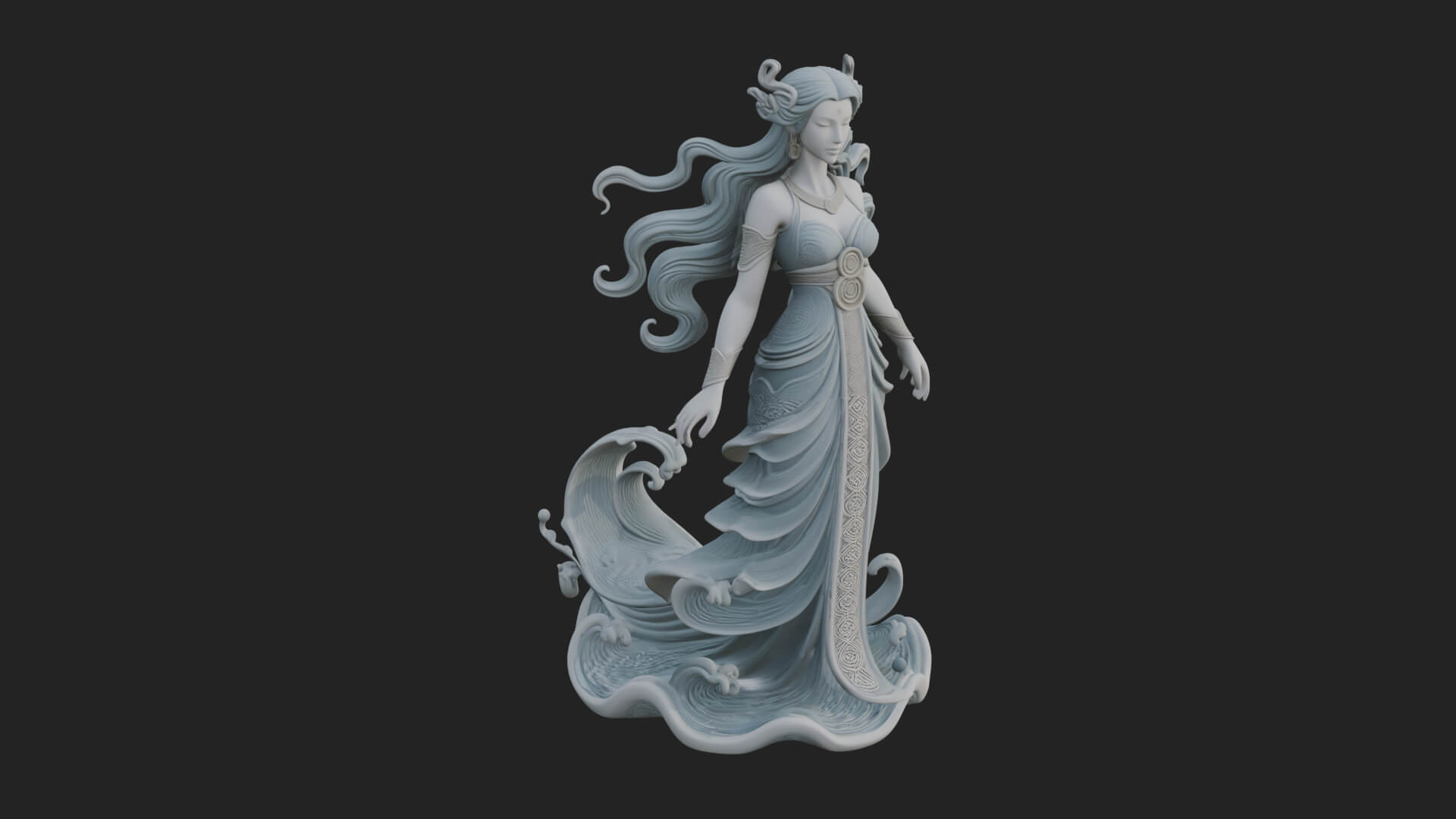 Elven Queen Statue Design 30 3D Print Model 3D Model