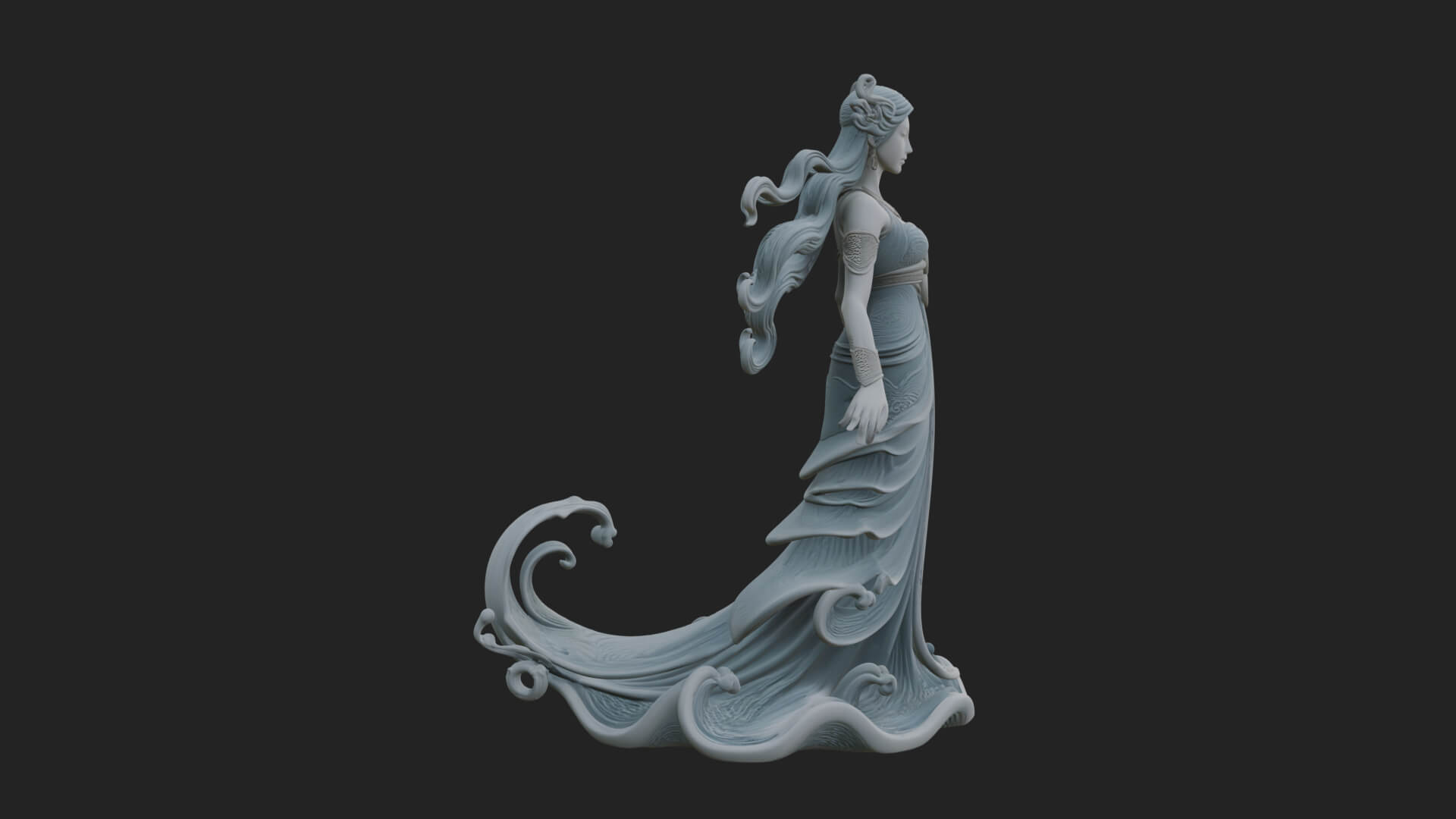 Elven Queen Statue Design 30 3D Print Model 3D Model