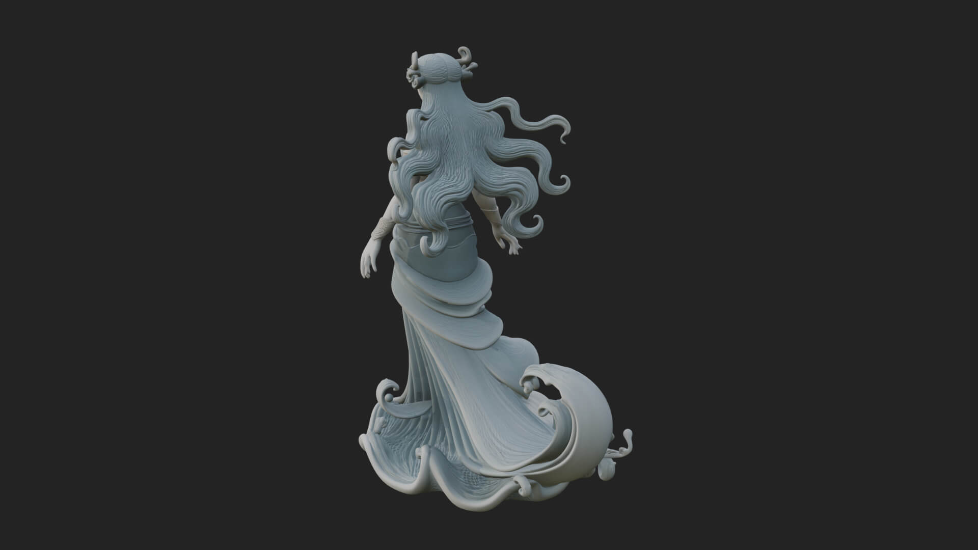 Elven Queen Statue Design 30 3D Print Model 3D Model