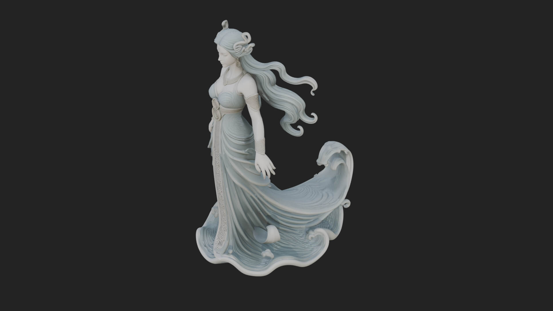 Elven Queen Statue Design 30 3D Print Model 3D Model