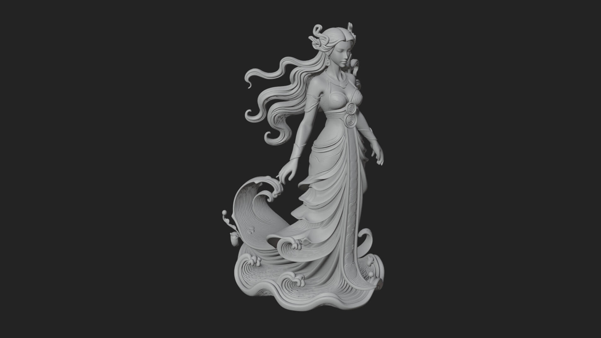 Elven Queen Statue Design 30 3D Print Model 3D Model