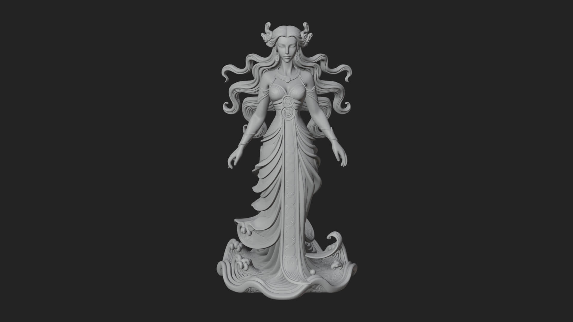 Elven Queen Statue Design 30 3D Print Model 3D Model