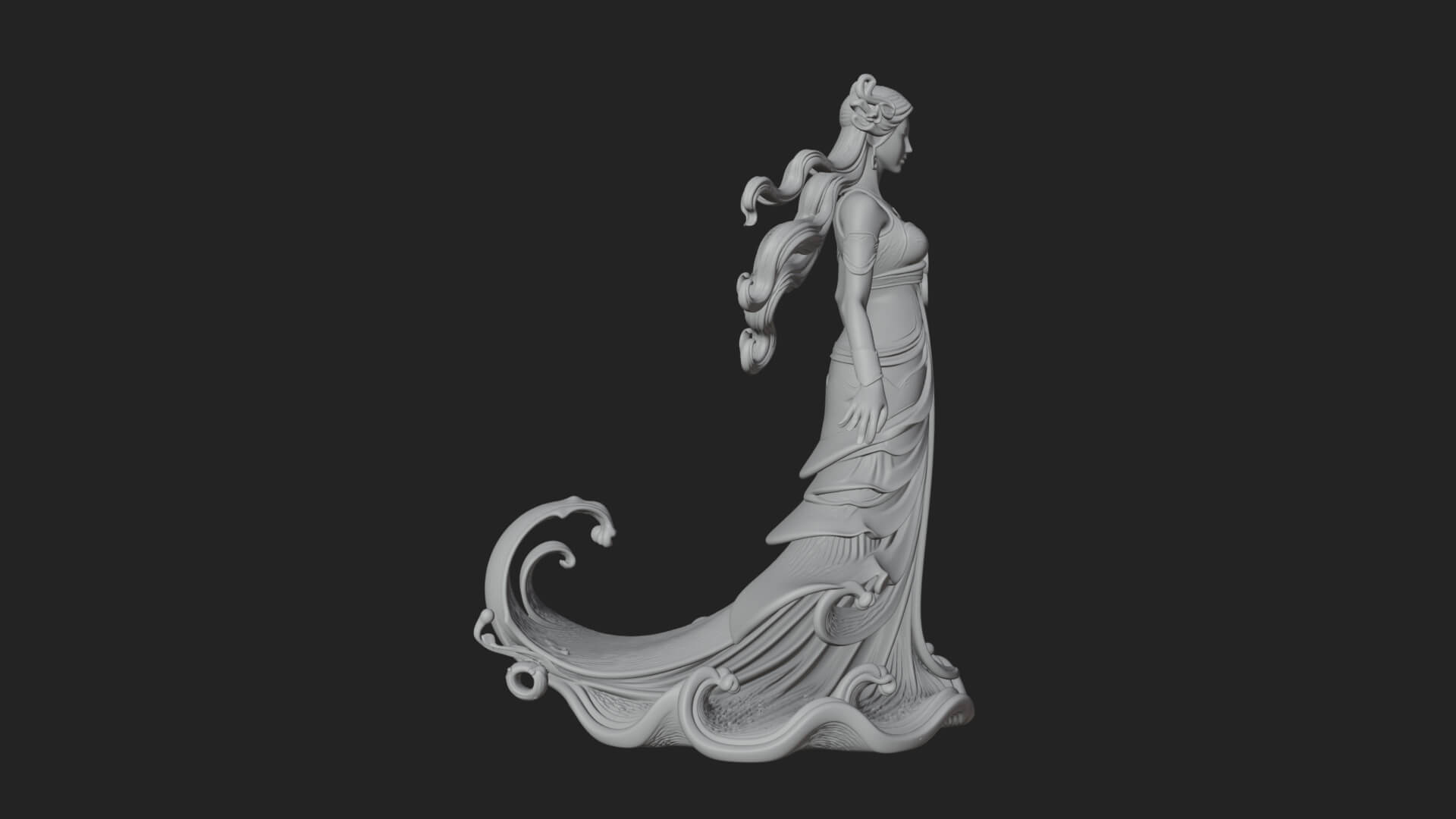 Elven Queen Statue Design 30 3D Print Model 3D Model