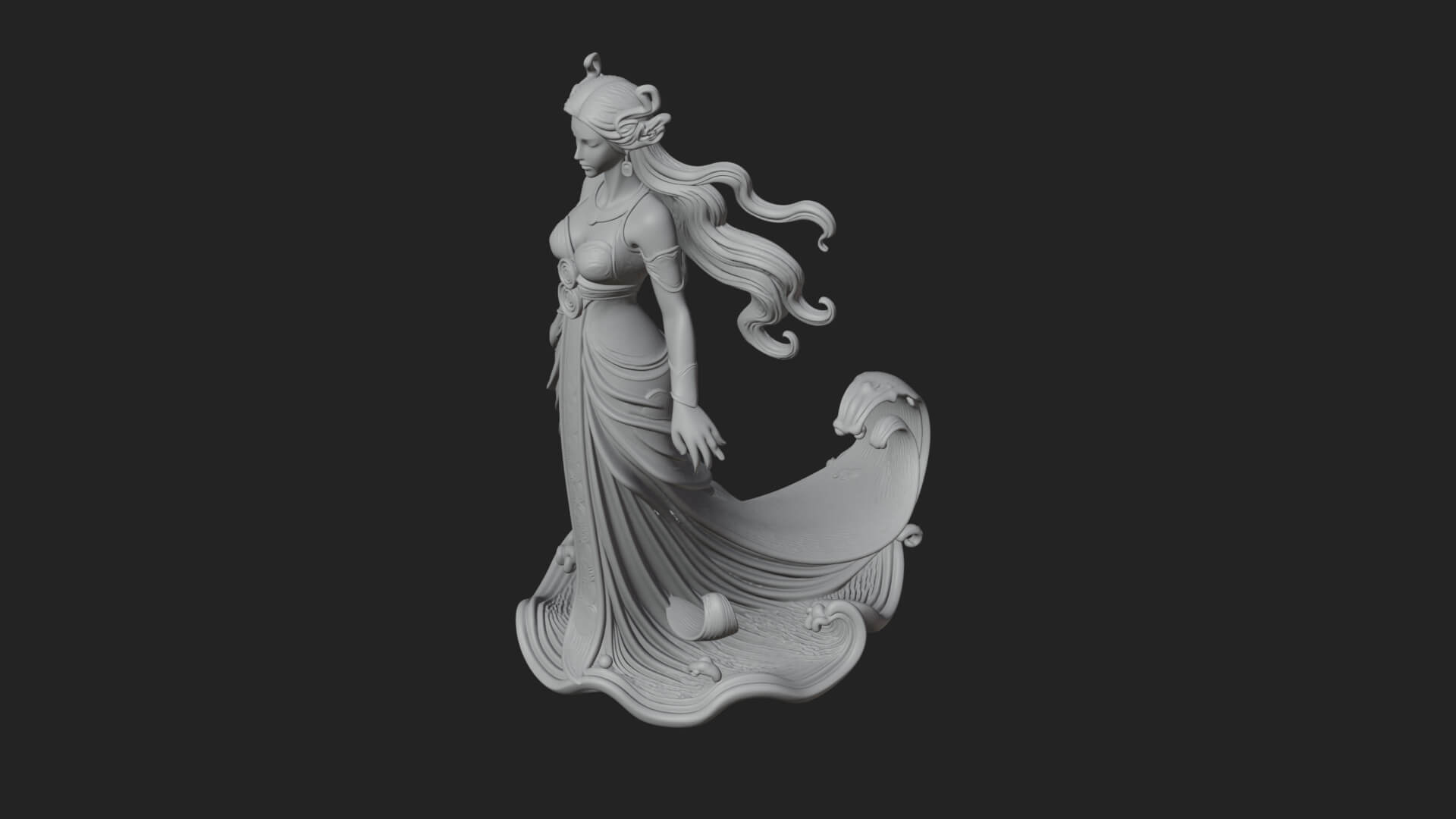 Elven Queen Statue Design 30 3D Print Model 3D Model