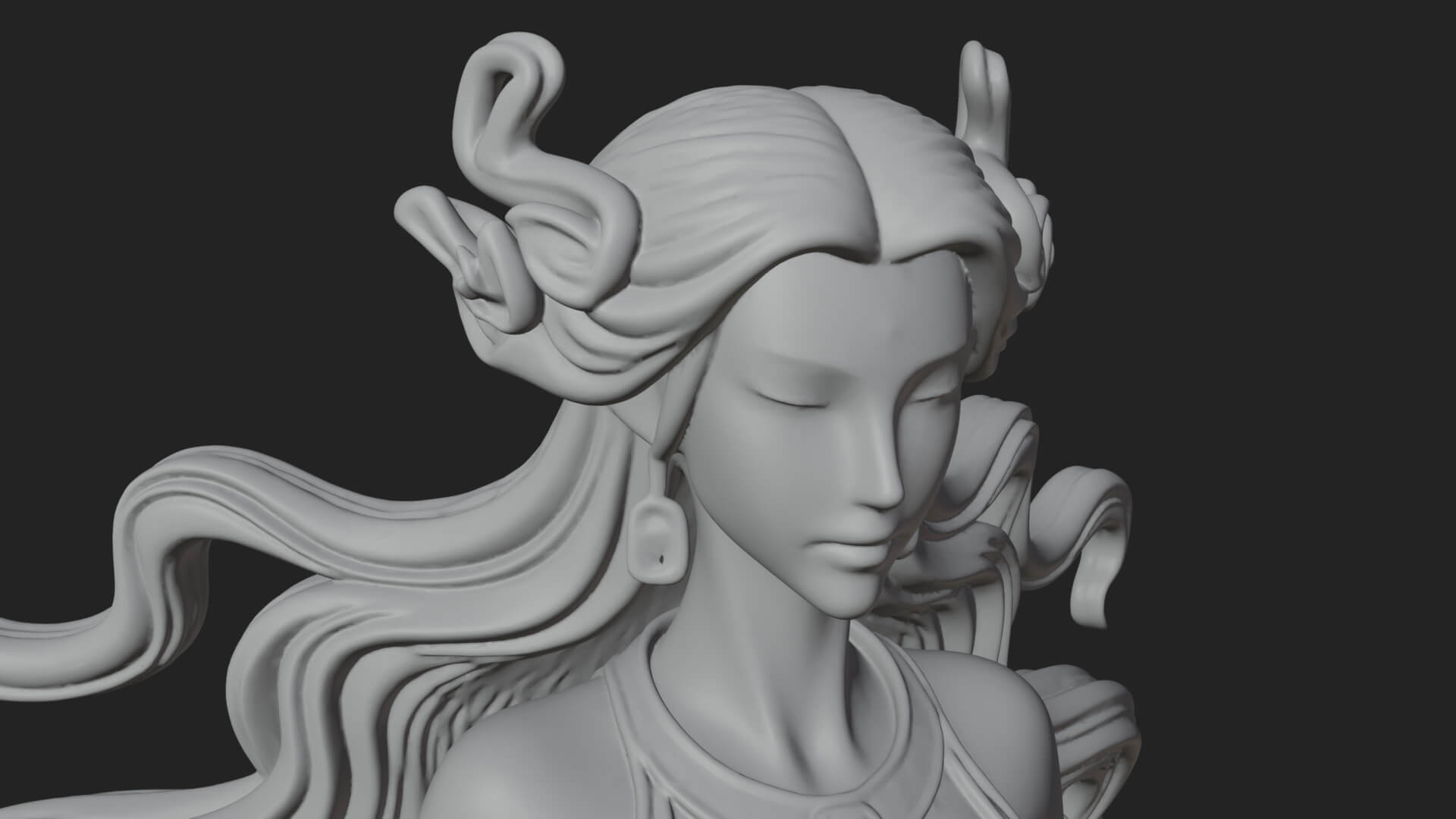 Elven Queen Statue Design 30 3D Print Model 3D Model