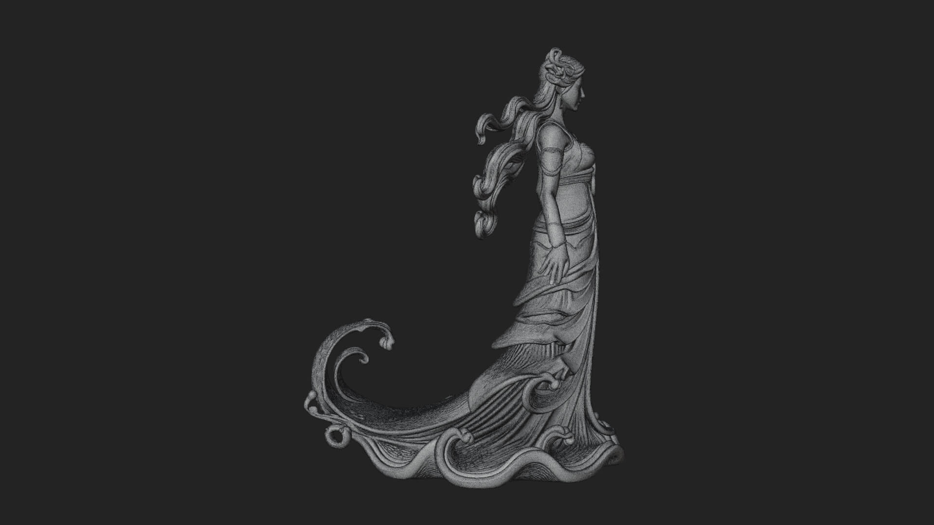 Elven Queen Statue Design 30 3D Print Model 3D Model
