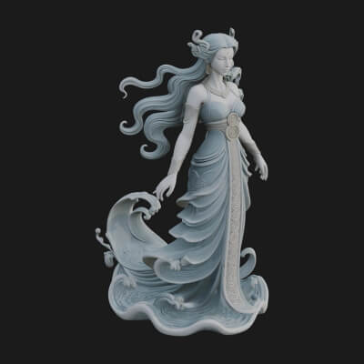 Elven Queen Statue Design 30 3D Print Model