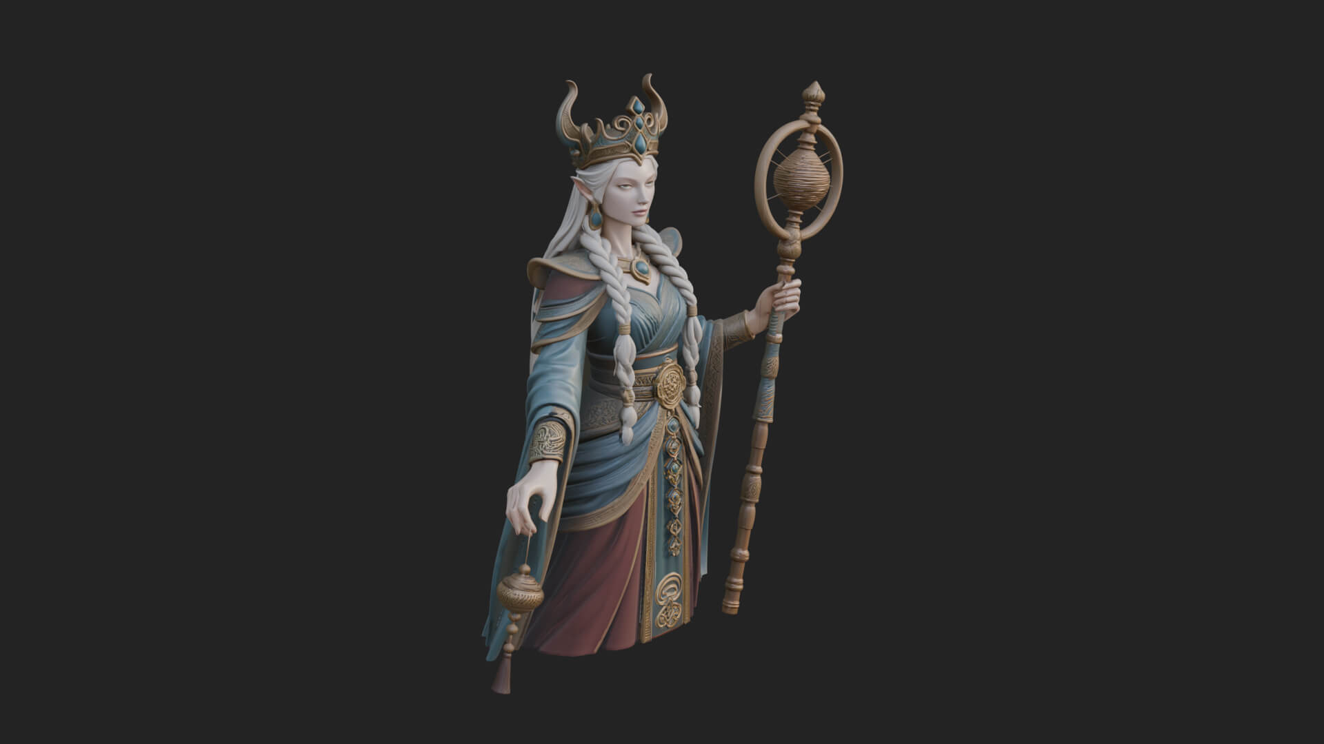 Elven Queen Statue Design 31 3D Print Model 3D Model