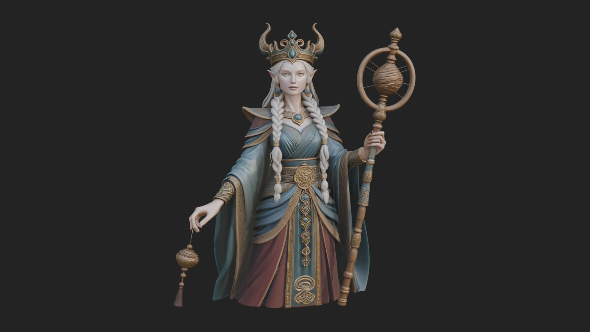 Elven Queen Statue Design 31 3D Print Model 3D Model