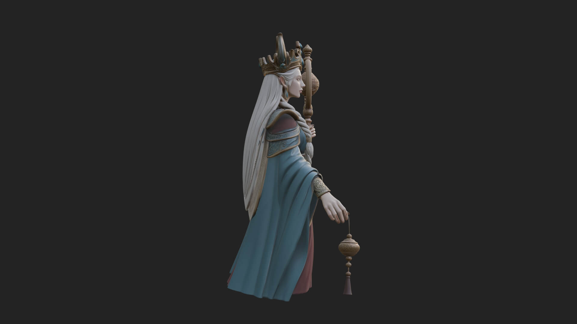 Elven Queen Statue Design 31 3D Print Model 3D Model