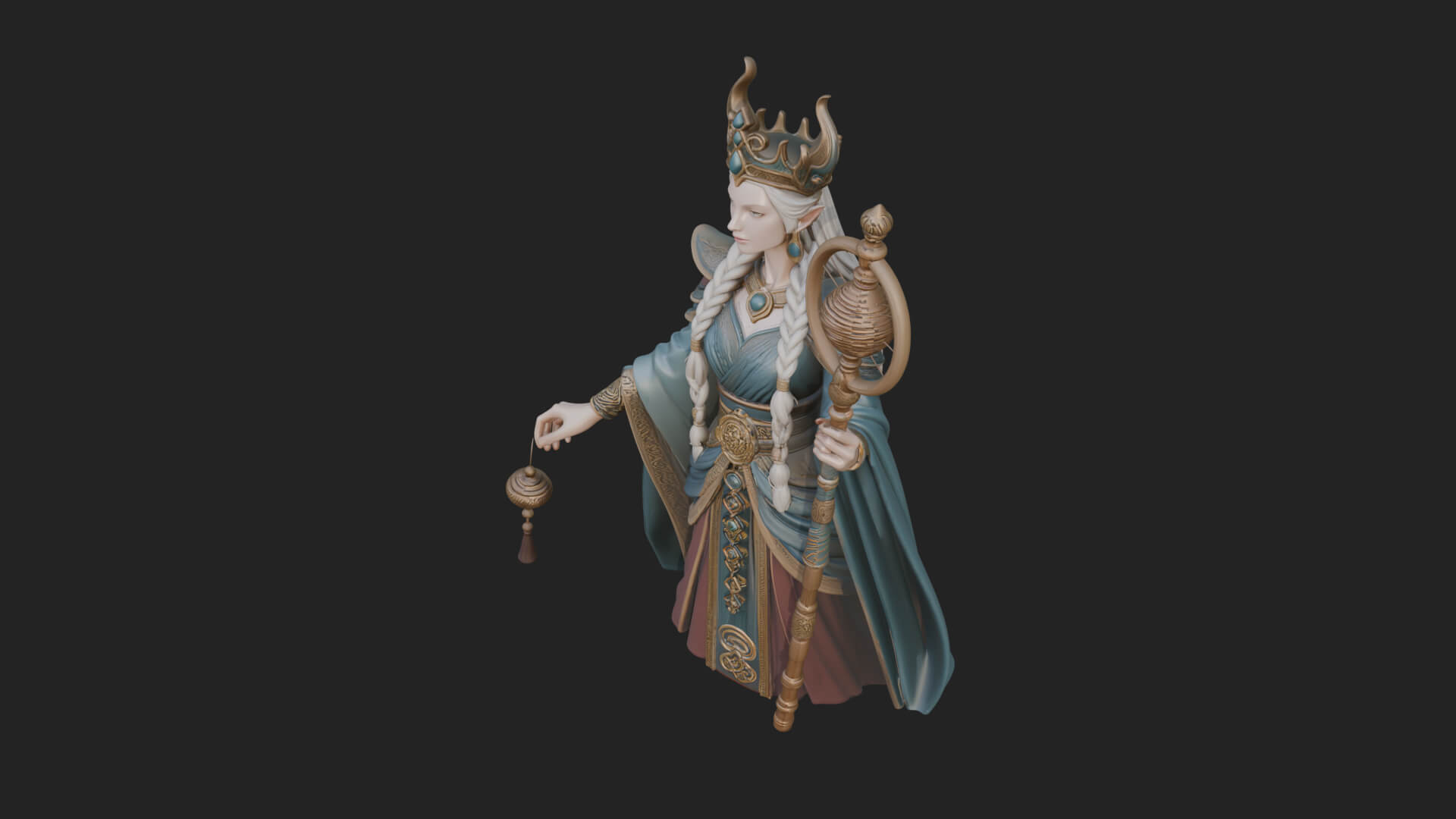 Elven Queen Statue Design 31 3D Print Model 3D Model