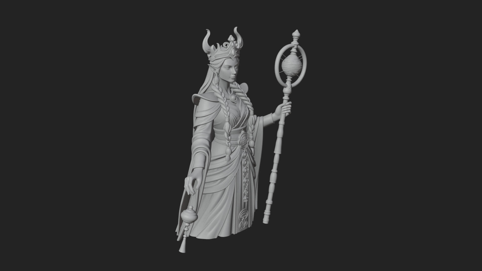 Elven Queen Statue Design 31 3D Print Model 3D Model