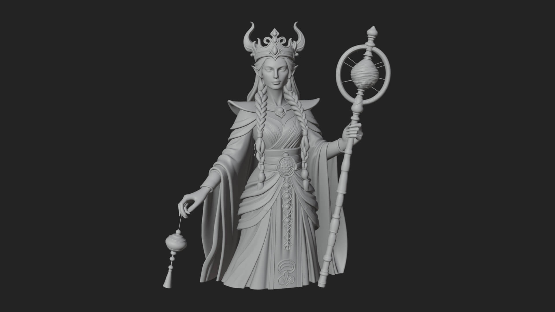 Elven Queen Statue Design 31 3D Print Model 3D Model