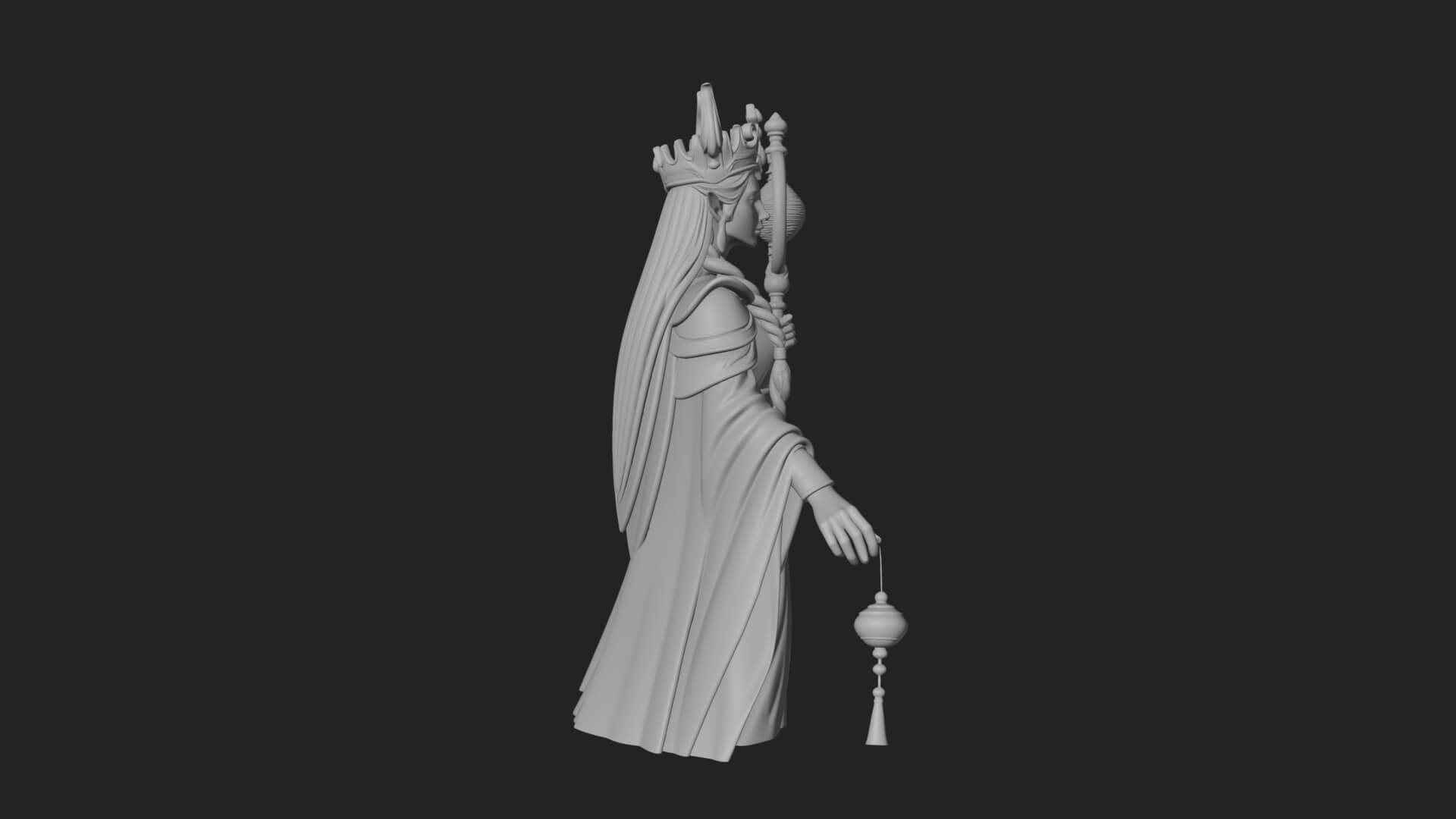 Elven Queen Statue Design 31 3D Print Model 3D Model