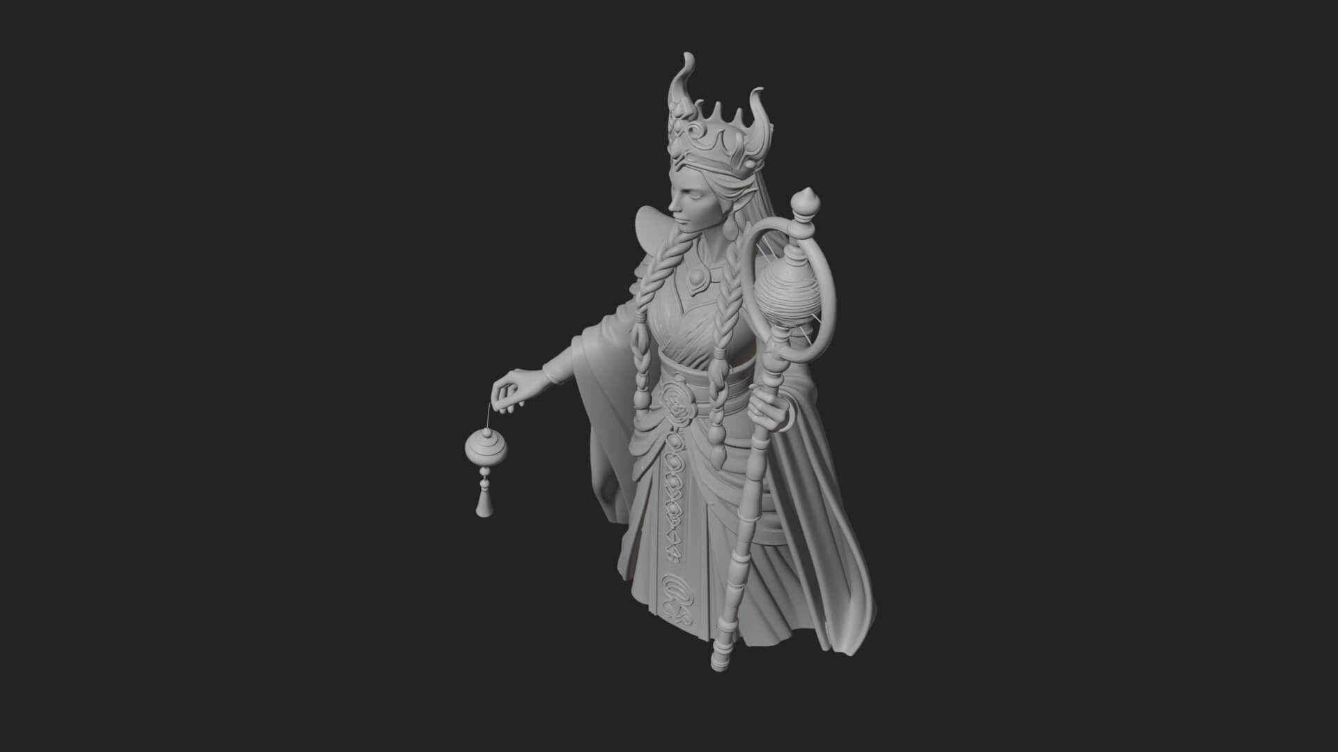 Elven Queen Statue Design 31 3D Print Model 3D Model