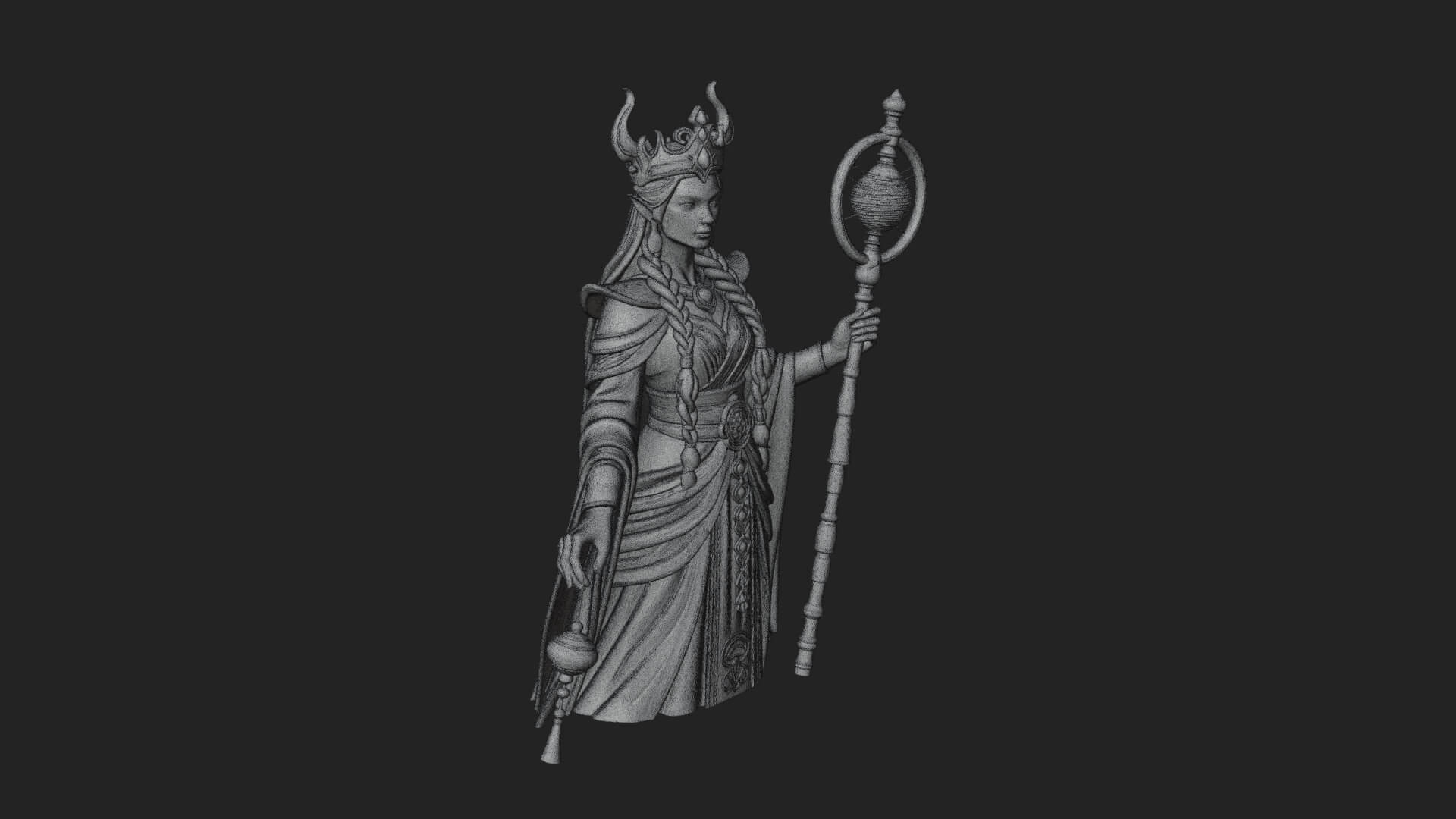 Elven Queen Statue Design 31 3D Print Model 3D Model