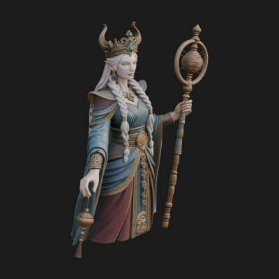 Elven Queen Statue Design 31 3D Print Model