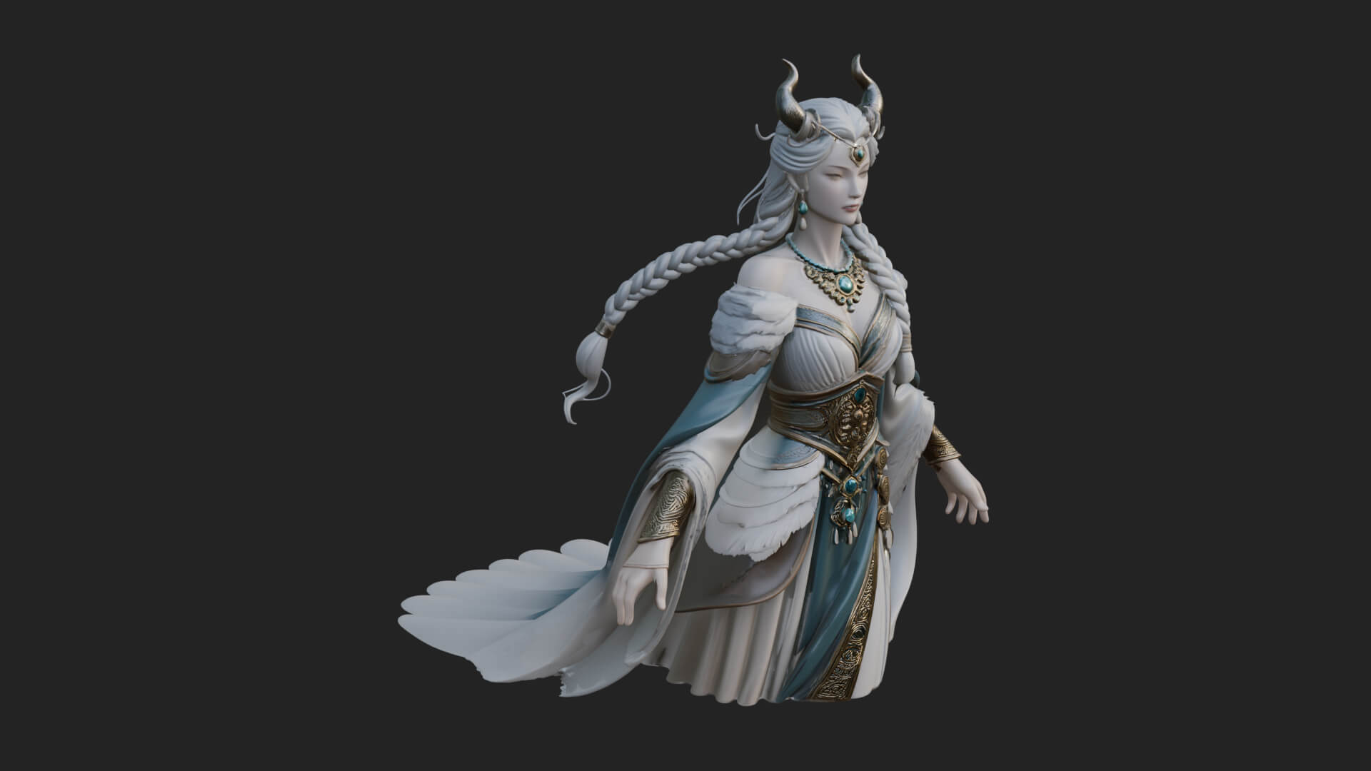 Elven Queen Statue Design 32 3D Print Model 3D Model