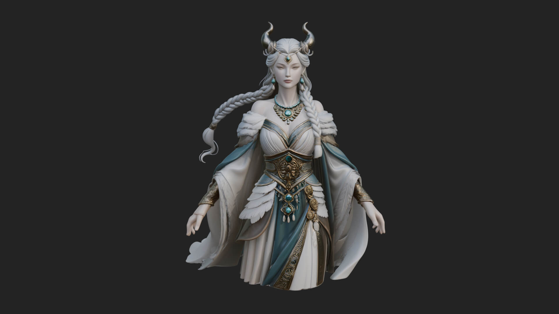 Elven Queen Statue Design 32 3D Print Model 3D Model